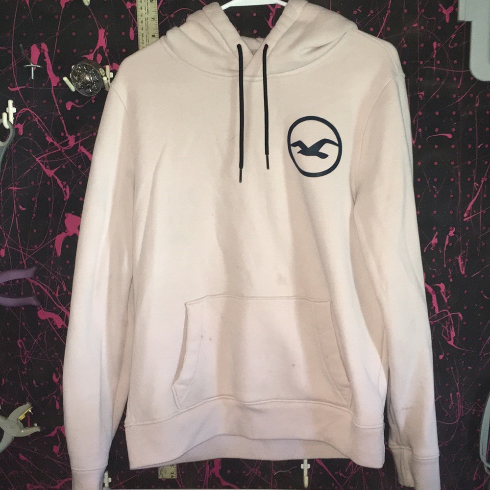 Hollister pink graphic logo hoodie